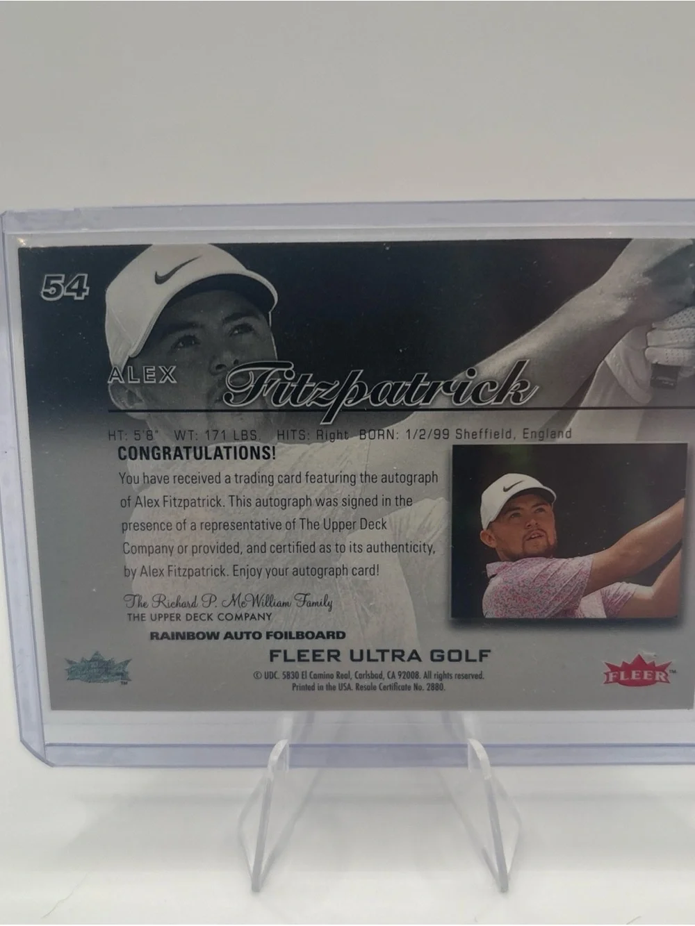 2023 Fleer Ultra Golf Rookies Rainbow Auto Alex Fitzpatrick #54 Rookie Auto.